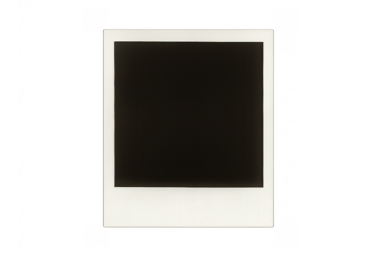 Vintage instant film frame with blank black space for customizing, providing retro aesthetic and transparent background - Powered by Adobe