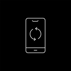 A minimalist line-art illustration of a smartphone featuring the rotate your phone icon