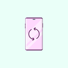 Illustration of a smartphone with a rotate your phone icon. This cute colored phone illustration is perfect for changing the phone's position