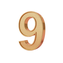 Stunning 3D Golden Number Nine Symbol with Glossy Reflective Finish, Isolated on a Transparent Background, Representing High Score, Excellence, Quality, and Premium Design