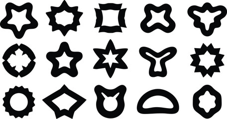 Fototapeta premium Various decorative shapes in bold black outline suitable for graphic design projects and creative artwork 