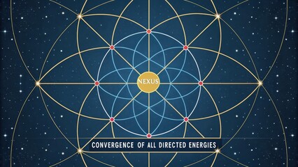 Central Nexus convergence within a cosmic geometric network and starry background