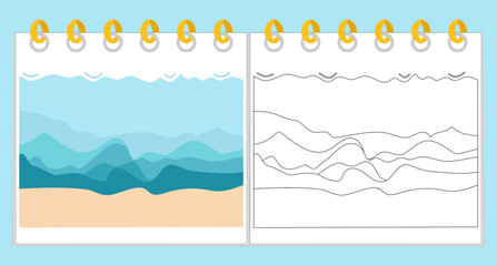 Coloring book Underwater Seabed Ocean Sea Marine