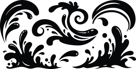 Decorative black wave patterns for creative designs and artistic projects 