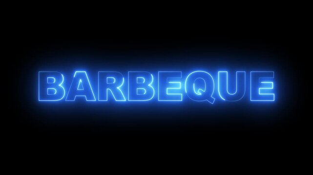 glowing neon barbeque text icon animation on black background. neon barbeque sign. blue neon barbeque video animation. 4k motion video.