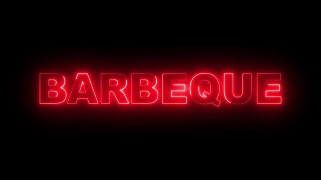 glowing neon barbeque text icon animation on black background. neon barbeque sign. red neon barbeque video animation. 4k motion video.