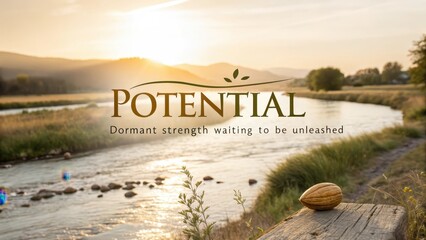 Sunlit River Landscape Inspires Potential and Dormant Strength Waiting to be Unleashed