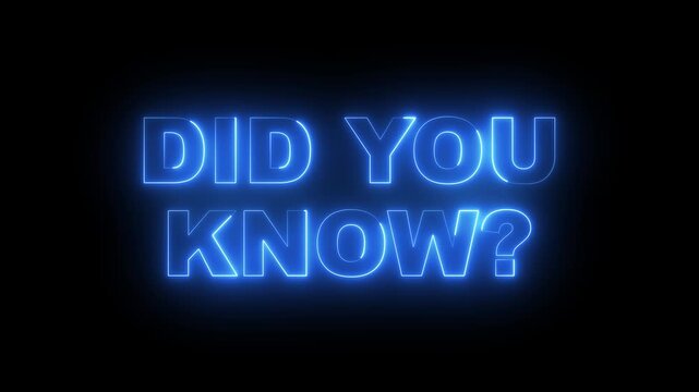 glowing neon did you know text icon animation on black background. neon did you know sign. blue neon did you know video animation. 4k motion video. 