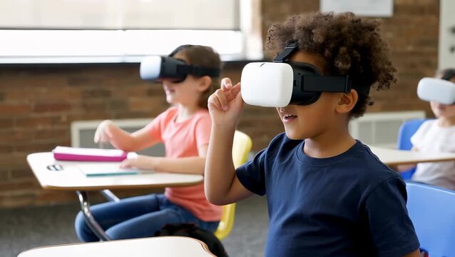 Children Engaging with Virtual Reality in Classroom Learning Environment