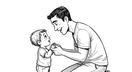 Illustrative moment depicting fatherly love and connection with young child engagement