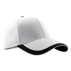 Fototapeta premium White baseball cap with black and white trim isolated on white background image, Png Isolated On White, Transparent Background