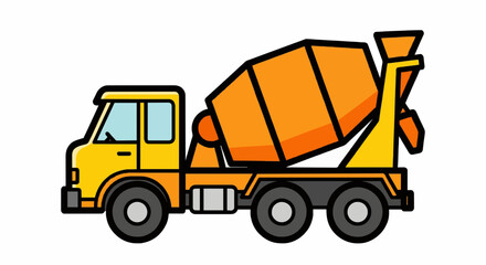 Cartoon cement mixer truck icon, flat modern vector style