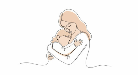 Mother holding her baby in a tender embrace.