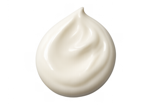 White cosmetic cream or body lotion drop, swatching richness and moisturizing properties for healthy skin, on transparent background