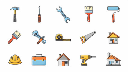 Construction Tools A Collection of Icons for Home Improvement and DIY Projects
