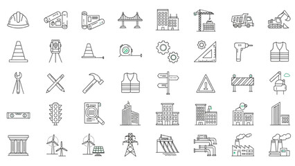 Construction and Industry Icon Set Building, Engineering, and Development Tools