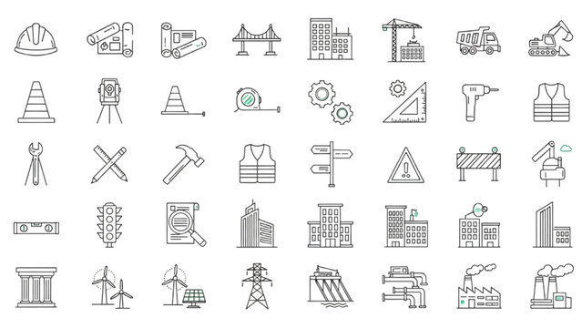 Construction and Industry Icon Set Building, Engineering, and Development Tools