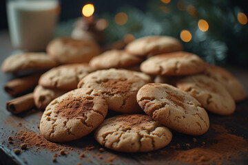 Christmas cookies and spices like cinnamon and gingerbread, cosy