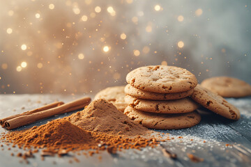 Christmas cookies and spices like cinnamon and gingerbread, cosy