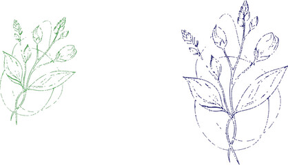 The image presents two floral designs that share a similar structure but differ in size and color, set against a clean white background that enhances their visibility.