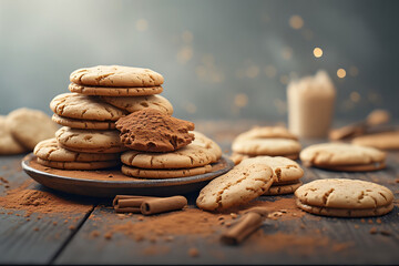 Christmas cookies and spices like cinnamon and gingerbread, cosy