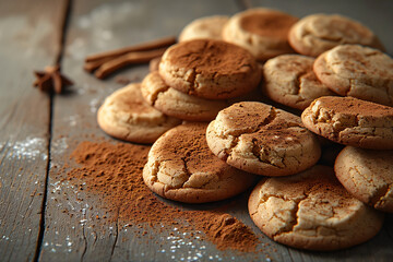 Christmas cookies and spices like cinnamon and gingerbread, cosy
