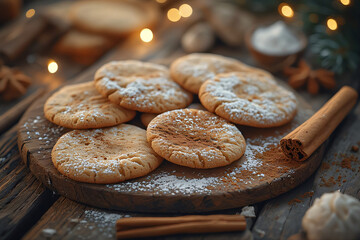 Christmas cookies and spices like cinnamon and gingerbread, cosy