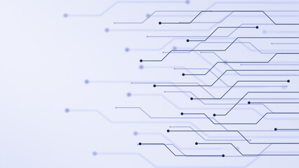 Abstract modern circuit board or blockchain network concept illustration. Electronics, technology or computer connection concept background in 4k resolution.