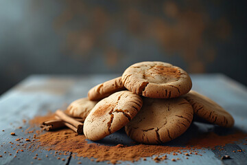 Christmas cookies and spices like cinnamon and gingerbread, cosy