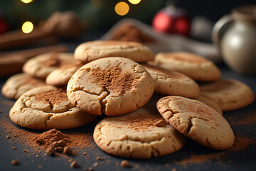 Christmas cookies and spices like cinnamon and gingerbread, cosy