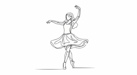 Elegant Ballerina in Continuous Line Art - Grace and Poise.