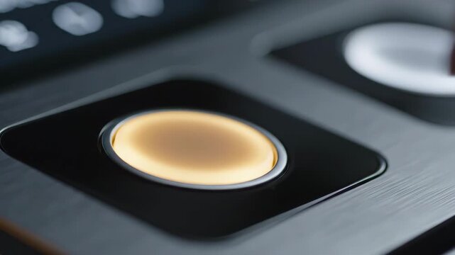 Finger Presses Glowing Button on Black Device
