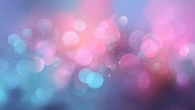 A beautiful abstract background featuring soft pastel pink, blue, and purple bokeh lights with subtle glitter, creating a dreamy and ethereal effect.