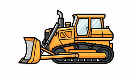 Cartoon bulldozer icon, flat modern vector, clean outline