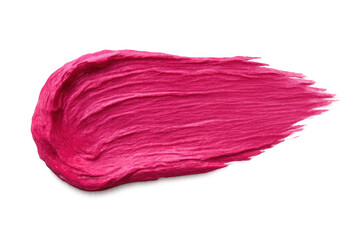Fototapeta premium Pink fuchsia lipstick smear forming a vibrant brush stroke. Beauty product isolated for makeup design