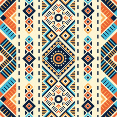 Obraz premium Ethnic geometric seamless pattern. Tribe pattern. Aztec, Navajo, Native american, Mexican, Design for fabric, wrapping, embroidery, batik, curtain, carpet, clothing, vector illustration