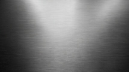 Brushed stainless steel metal texture background with horizontal grain and subtle light reflections creating a modern gray industrial surface concept