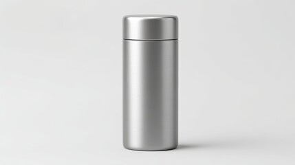 Metallic insulated bottle standing upright, offering eco friendly hydration and sustainability, reflecting modern design, perfect for hot and cold beverages in any lifestyle