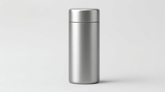 Metallic insulated bottle standing upright, offering eco friendly hydration and sustainability, reflecting modern design, perfect for hot and cold beverages in any lifestyle