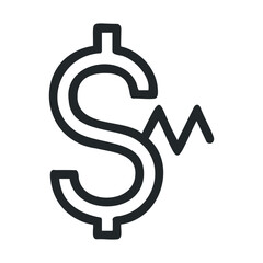 Financial symbol with zigzag pattern representing market fluctuations.Vector 