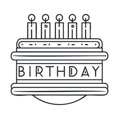 Celebrating a joyful birthday with cake and candles as a centerpiece.Vector hand draw