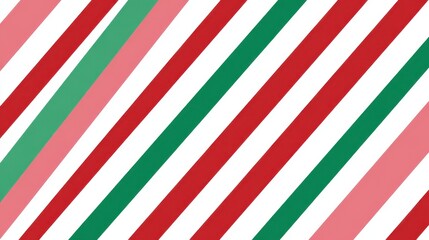 Abstract candy cane background with diagonal red, green, and pink stripes, creating a festive christmas pattern and holiday season design element