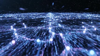 Abstract digital data streams shimmering with blue light flow through a futuristic technological network - Powered by Adobe