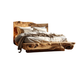Bed with natural wood texture