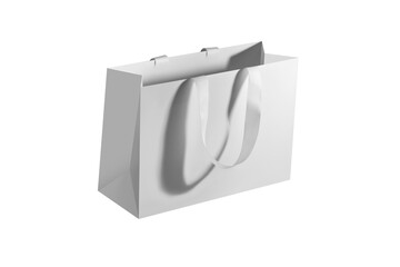 Gray paper glossy shopping bag mockup with white handles