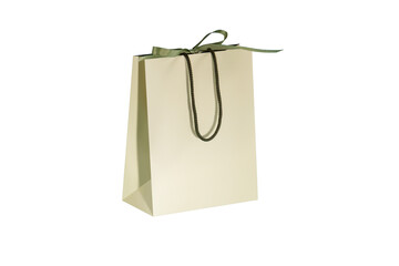 Yellow paper glossy shopping bag mockup with gray handles