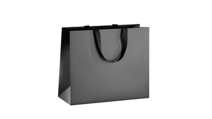 Black paper glossy shopping bag mockup with black handles