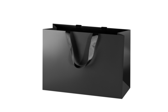 Black paper glossy shopping bag mockup with black handles - Powered by Adobe