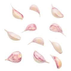Fresh garlic cloves isolated on white background for cooking and healthy food concepts
