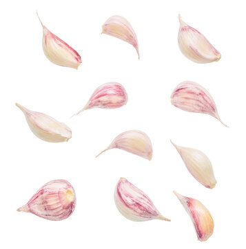 Fresh garlic cloves isolated on white background for cooking and healthy food concepts